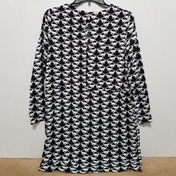 H&M dress 6 Small mod op art kitty cat novelty print tunic shift retro keyhole - Picture 2 of 11